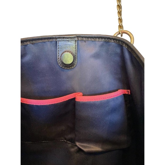 JUICY COUTURE Black Leather Hand Bag XL shopper - Chain Link Strap - Excellent! - Picture 6 of 11